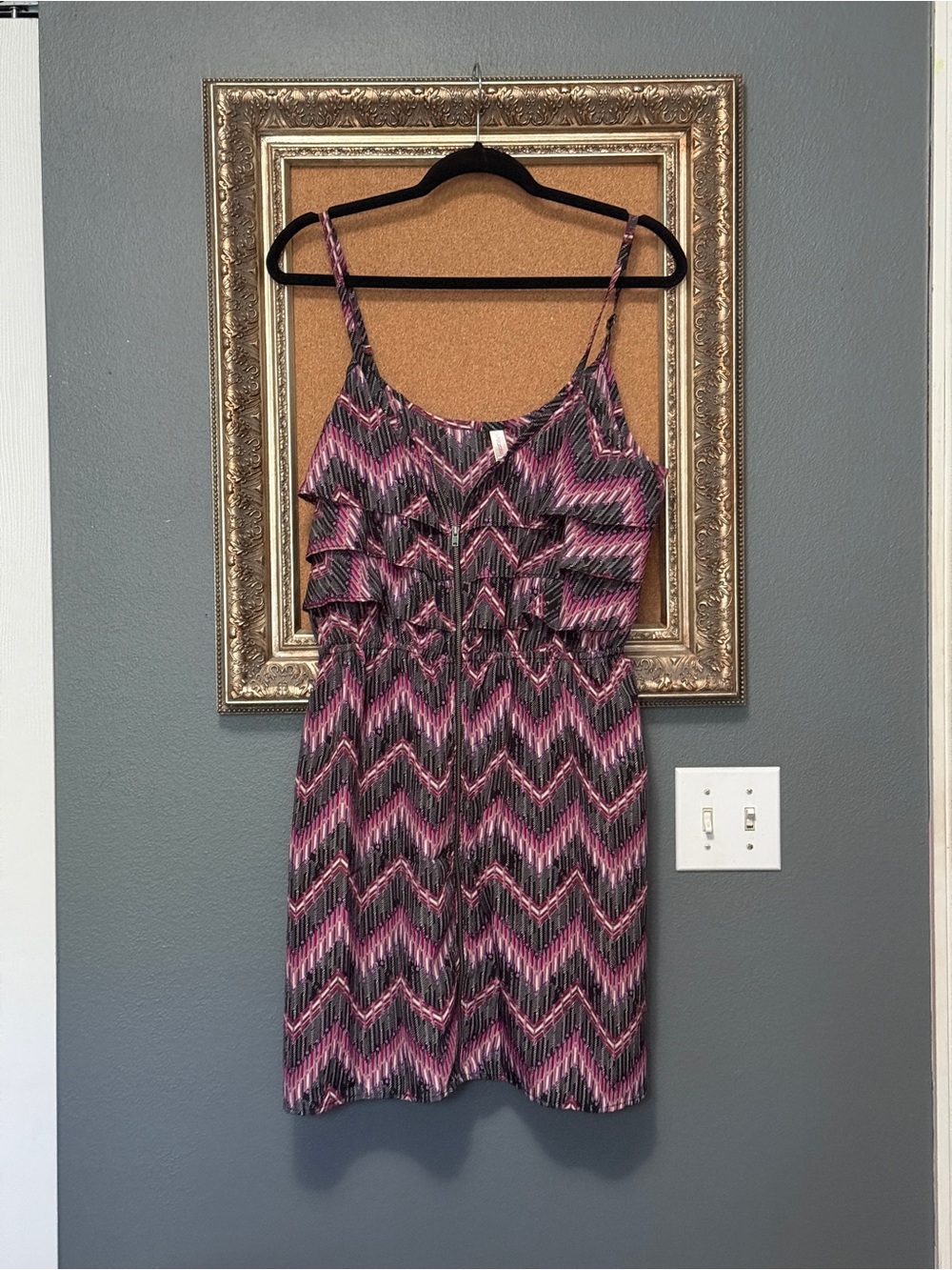 Teen Wolf Xhilaration Pink and Black Chevron Mini Dress